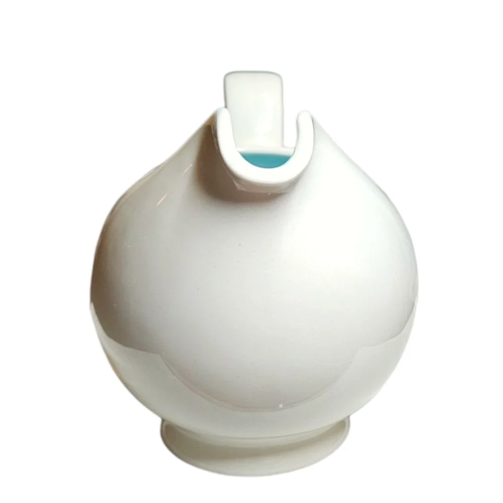 Vintage Gravy Boat Off White Pottery Aqua Inside 1960s Retro